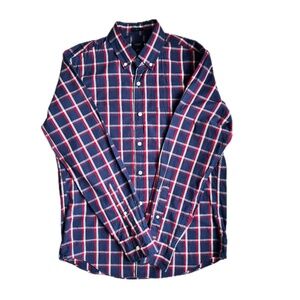 J.Crew Men's Medium Blue/Red Plaid Slim Fit Button-Down Shirt